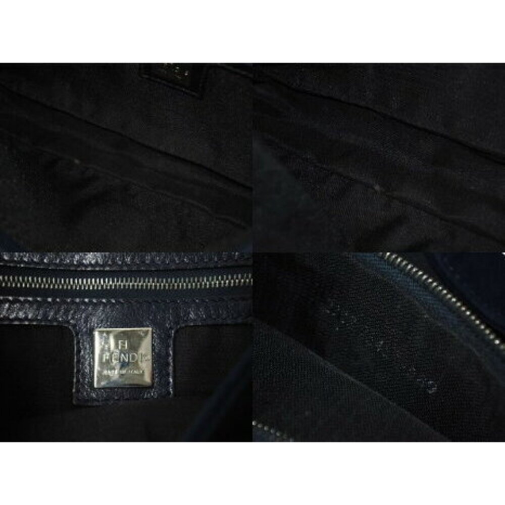 FENDI Mamma Bucket Hobo Shoulder Bag Suede Leather Navy Blue - Picture 8 of 8